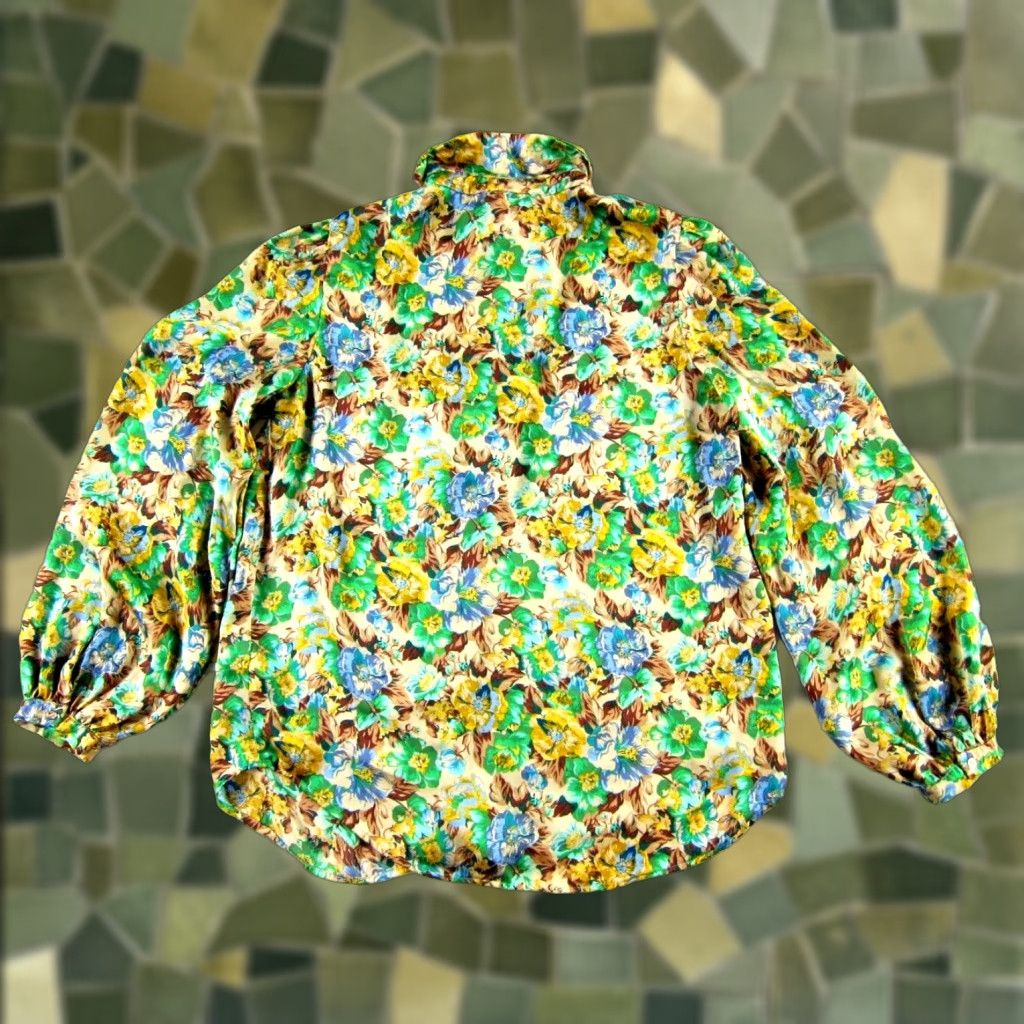 Vintage Philosophy Green Floral Silky Button Up Long Sleeve Blouse S Size S / US 4 / IT 40 - 1 Thumbnail
