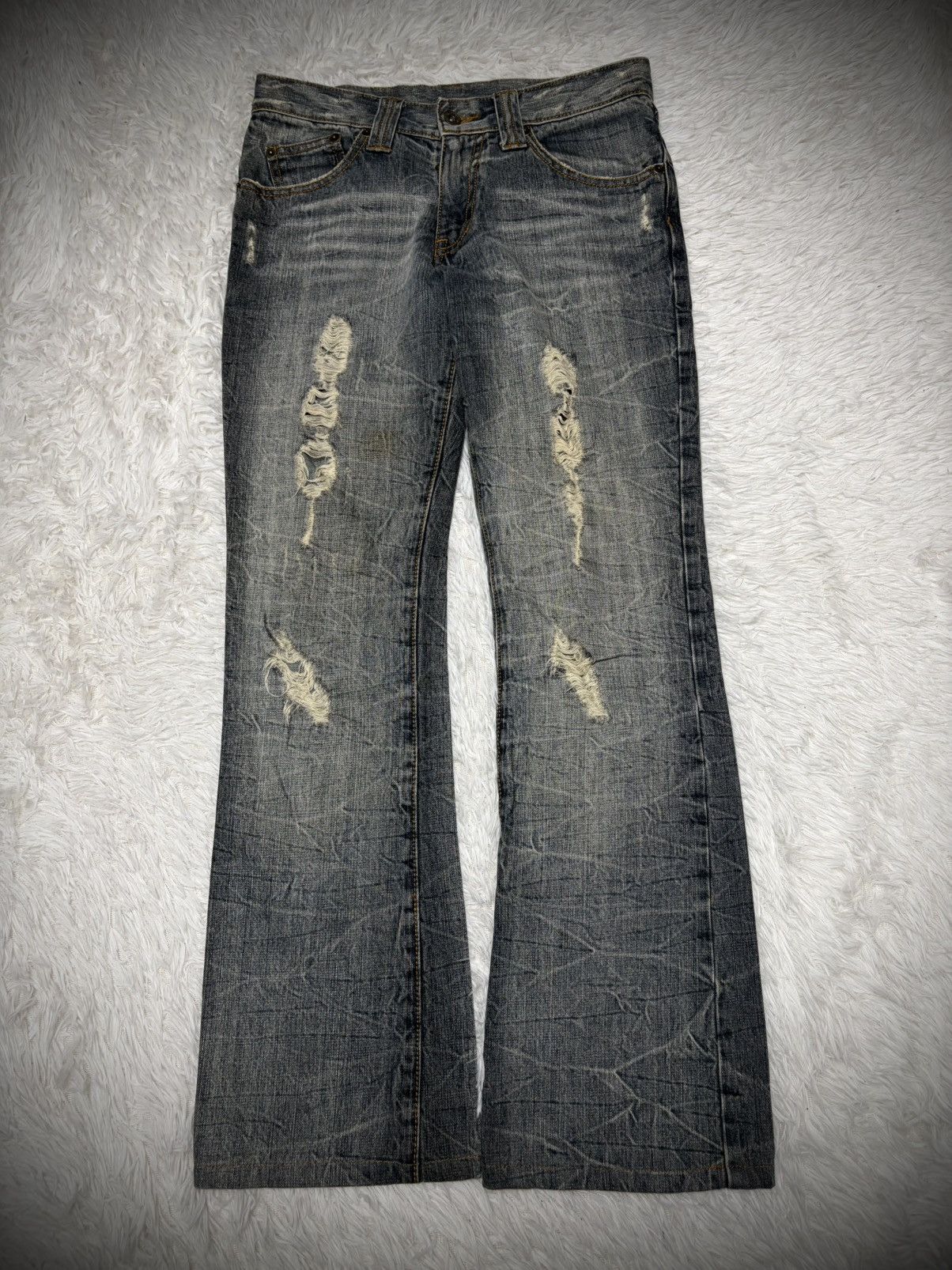 If Six Was Nine Rare Semantic Design acid wash distressed bootcut jeans Size US 29 - 1 Thumbnail