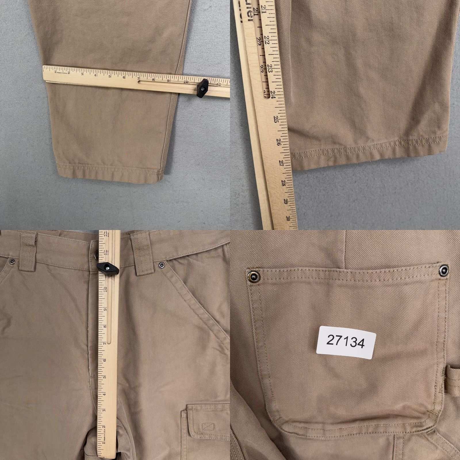 Duluth Trading Company Duluth Trading Co Mens Beige Canvas Carpenter Workwear Utility Pants 36 X 30 Cargo Pockets Straight Leg Relaxed Fit 65% Cotton 35% Polyester Size US 36 / EU 52 - 8 Thumbnail
