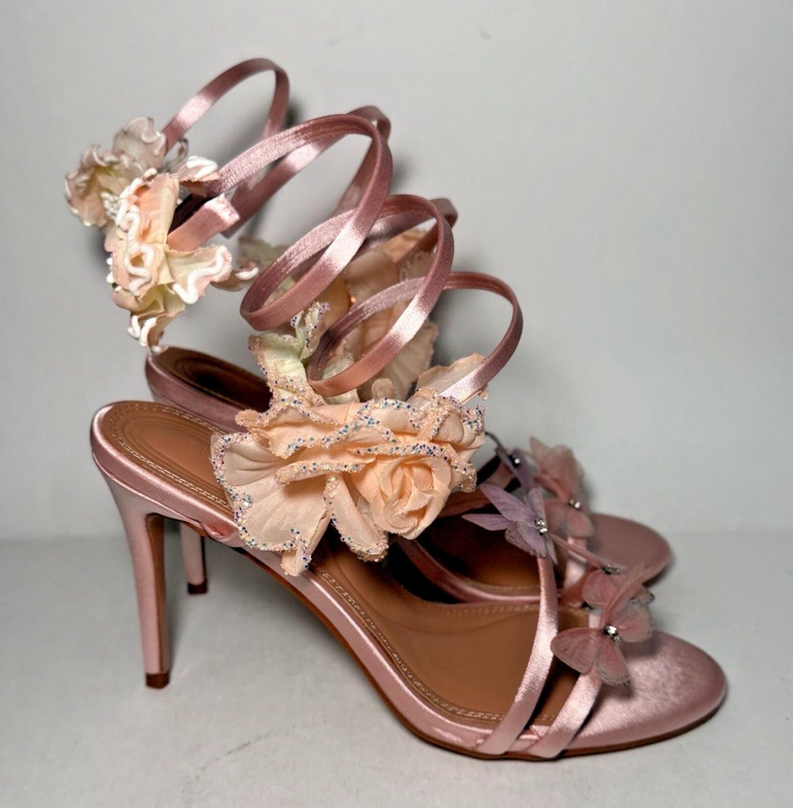 Other FINESSE Liv Peach Pink Butterfly Spiral 4 inch Stiletto Heel Size US 9 / IT 39 - 3 Thumbnail