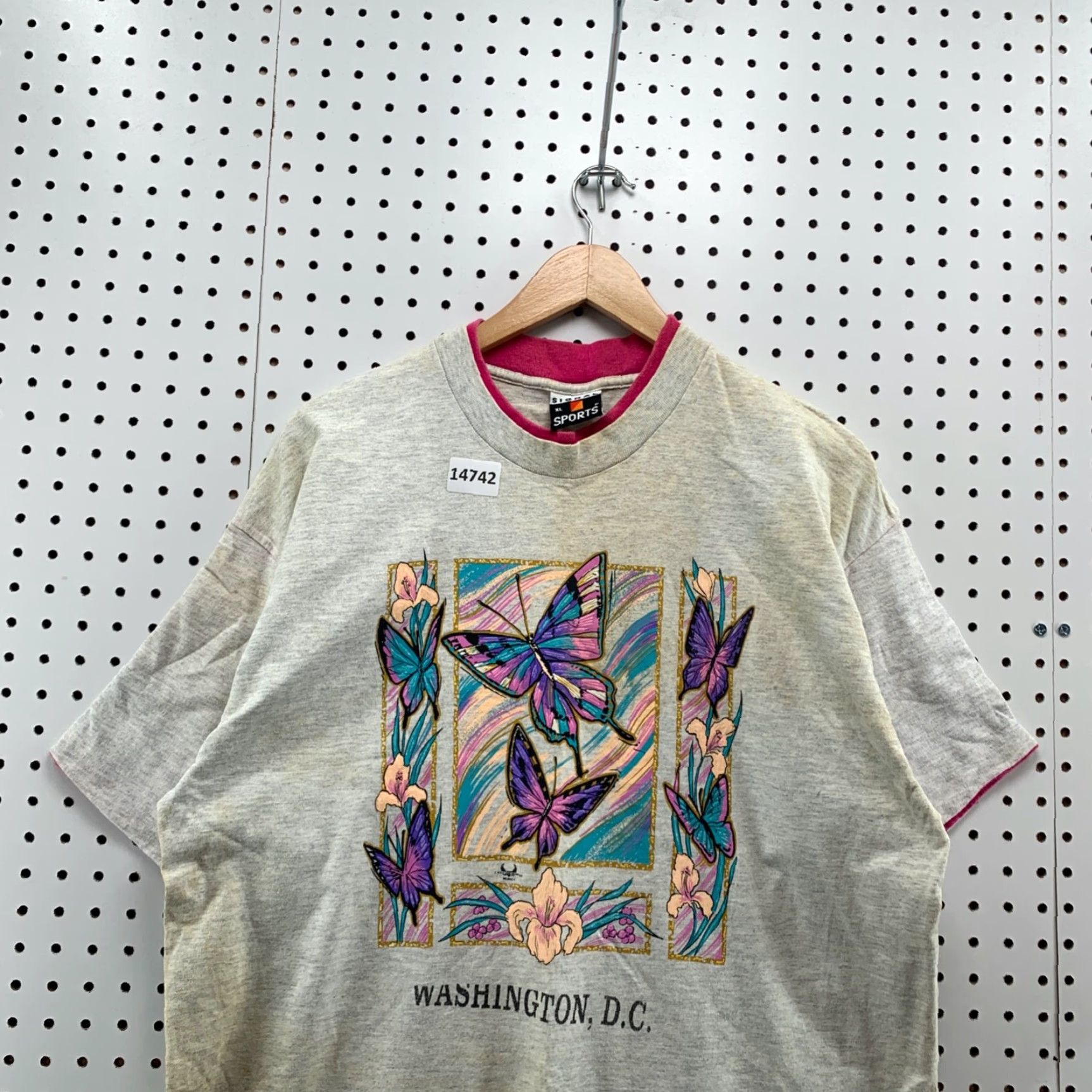 Pinko VINTAGE Signal Butterfly Shirt Washington DC Gray Pink Trim XL T-Shirt Unisex Adults Size US XL / EU 56 / 4 - 3 Thumbnail