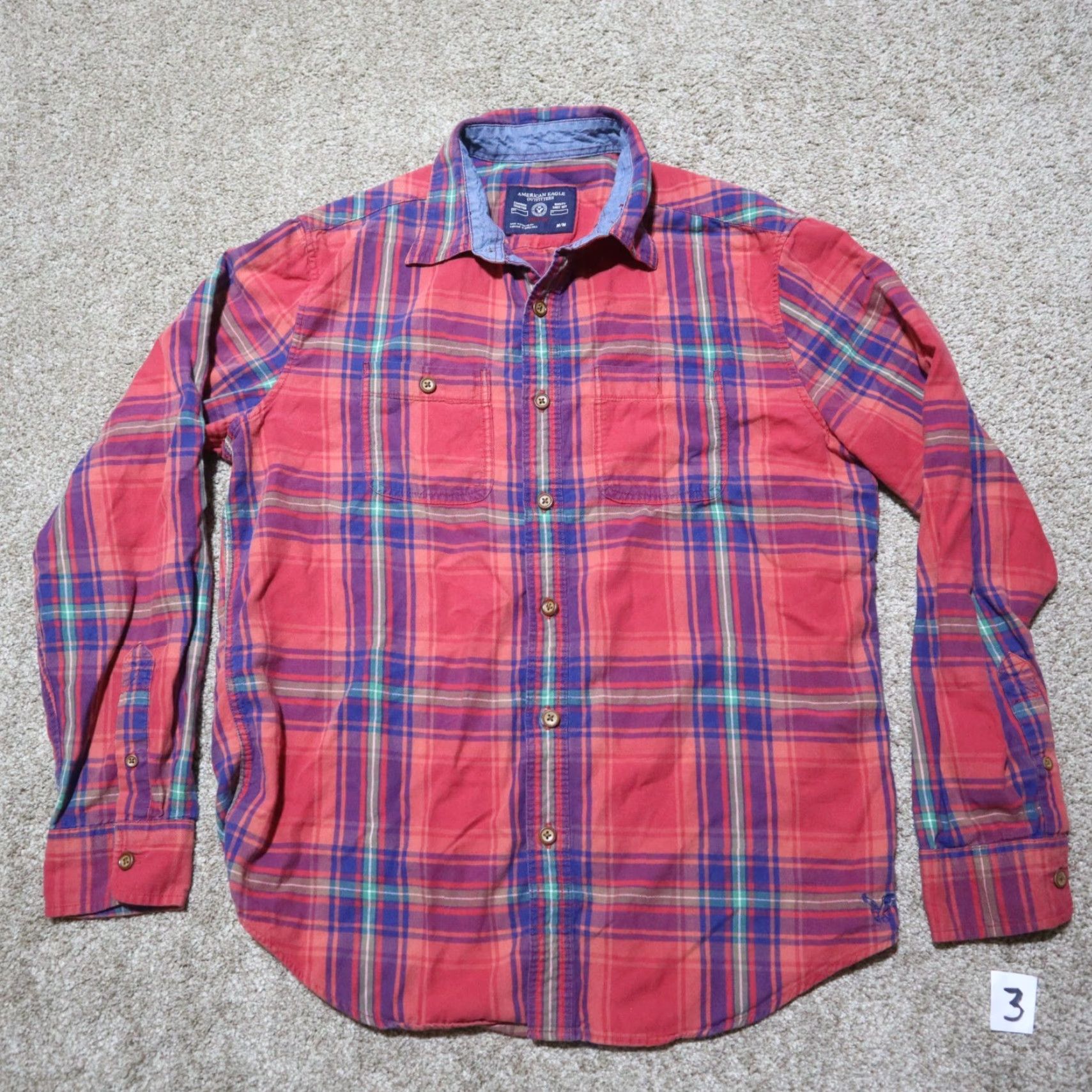 American Eagle Outfitters VINTAGE American Eagle Outfitters Button-Up Shirt Mens M Plaid Red Blue 90s Concert Style Size US M / EU 48-50 / 2 - 2 Thumbnail