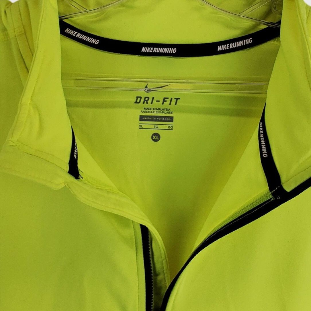 Nike Nike Dri-Fit Mens Running Pullover Shirt XL Neon Yellow Long Size US XL / EU 56 / 4 - 6 Thumbnail