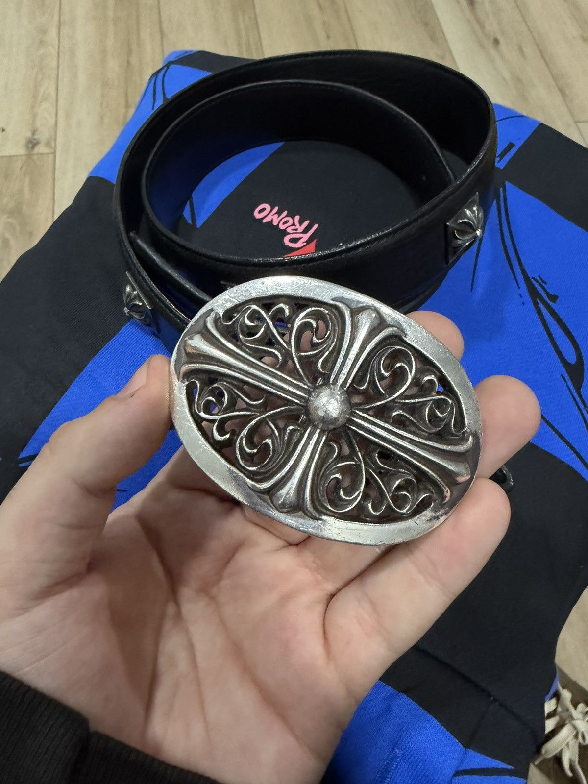 Chrome Hearts Chrome hearts oval buckle & pyramid belt strap Size 34 - 12 Thumbnail