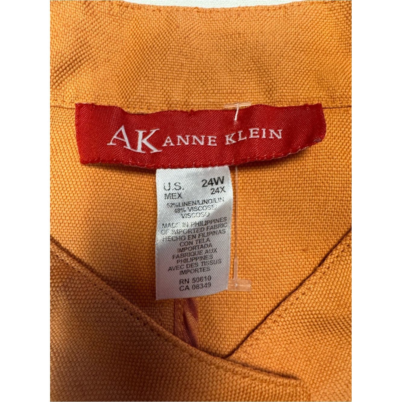 Anne Klein New Anne Klein Linen Orange Mandarin Collar Button Jacket S Size 4XL / US 24-26 - 8 Thumbnail