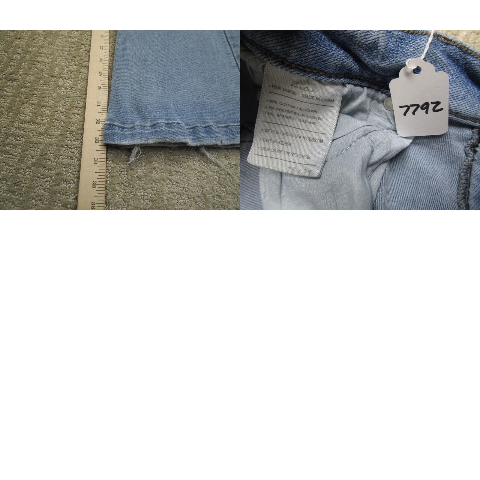 Vintage KanCan Jeans Women 31 Light Blue High Rise Flared Distressed 5-Pocket Denim Pants Shine Logo Bohemian Hippie 90s Style Womens Size 24" / US 00 / IT 34 - 8 Thumbnail