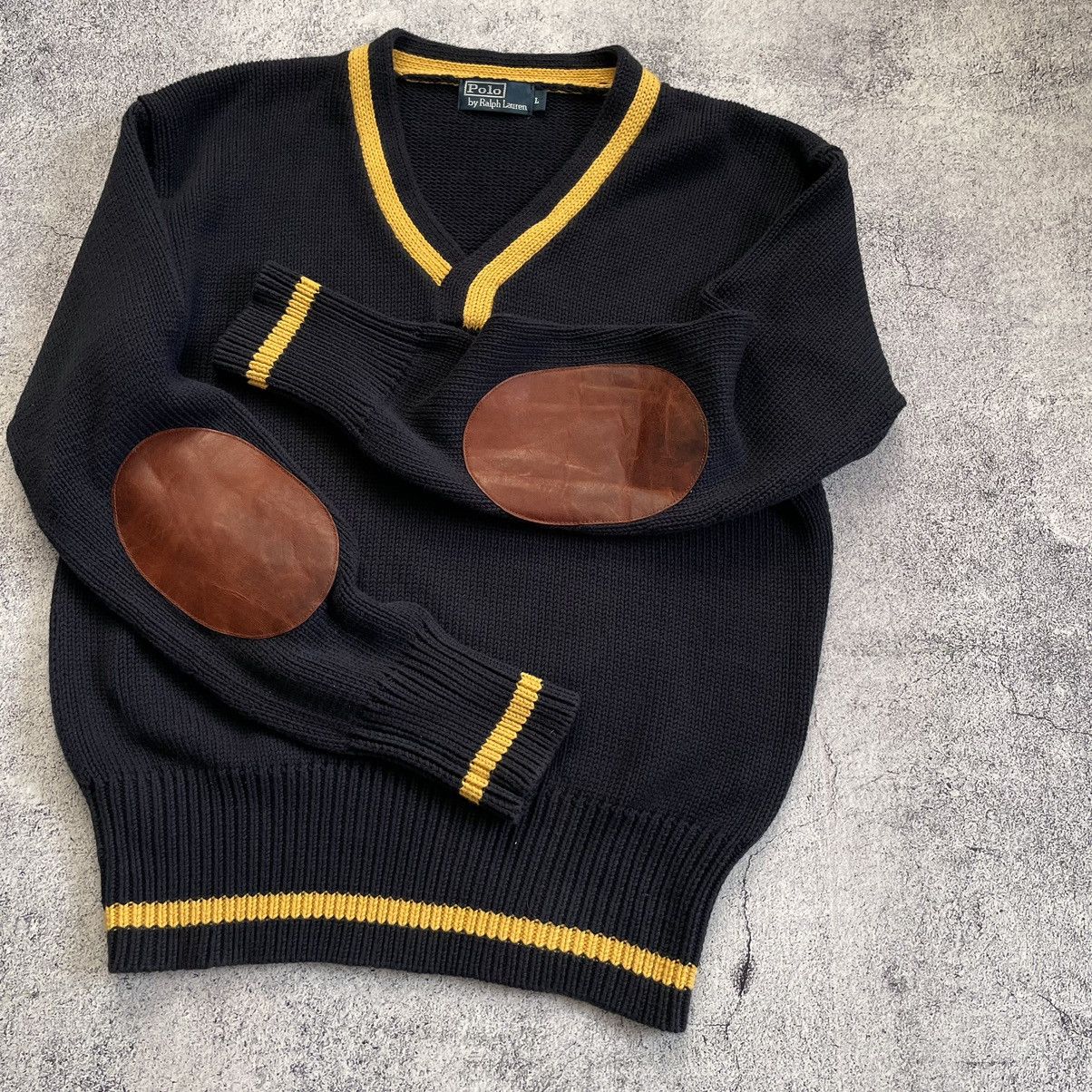 Polo Ralph Lauren Vintage Ralph Lauren Polo Cotton Navy Blue Sweater Elbow Size US L / EU 52-54 / 3 - 3 Thumbnail