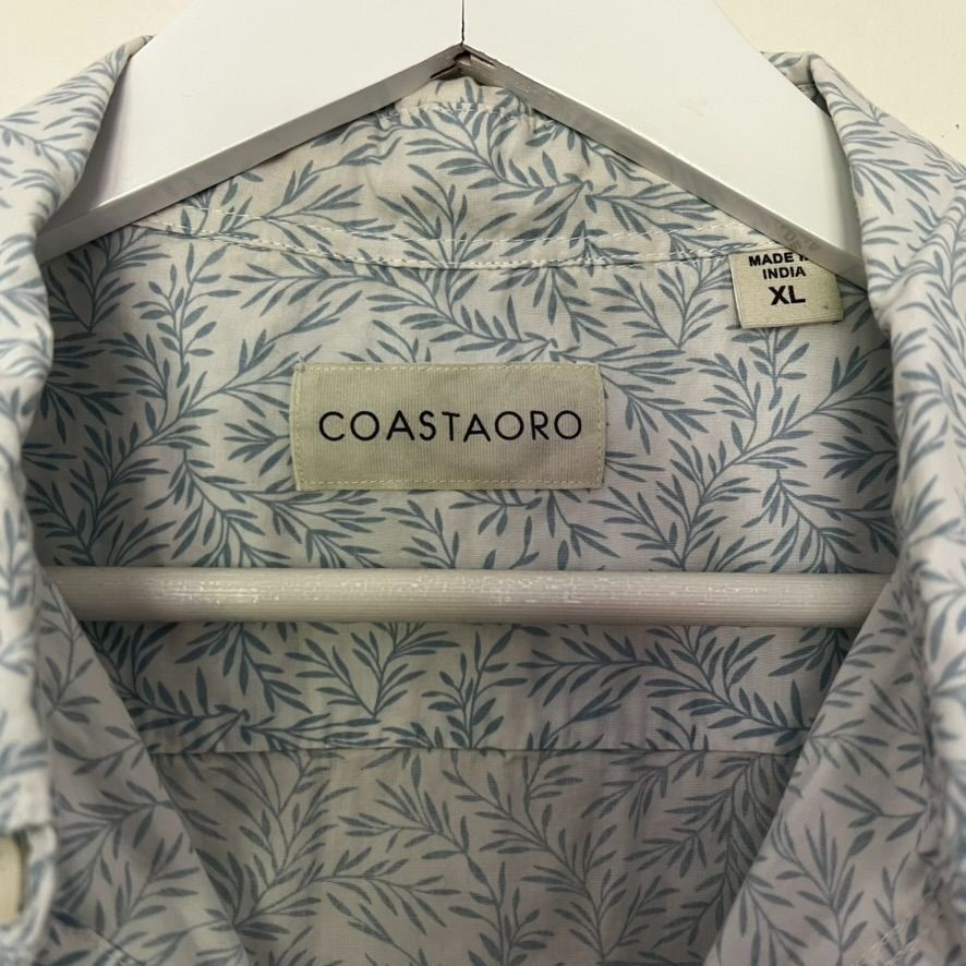 Old Navy Coastaoro Mens XL Short Sleeve Button-Up Shirt Blue Leaf Pri Size US XL / EU 56 / 4 - 3 Thumbnail