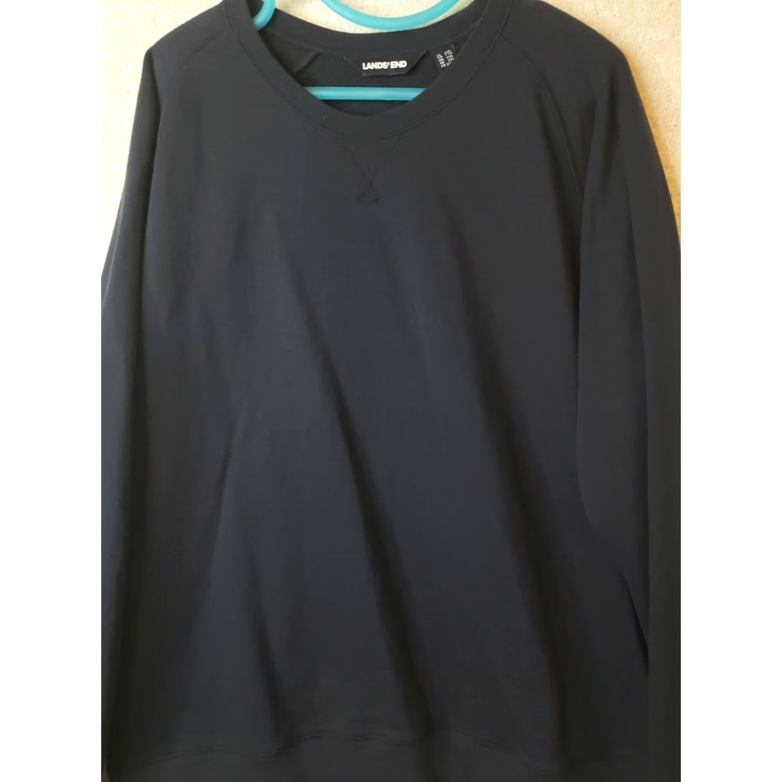 Lands' End Lands' End Mens XXL Black Long Sleeve Crew Neck Sweatshirt Pullover - Big & Tall Size US XXL / EU 58 / 5 - 2 Thumbnail