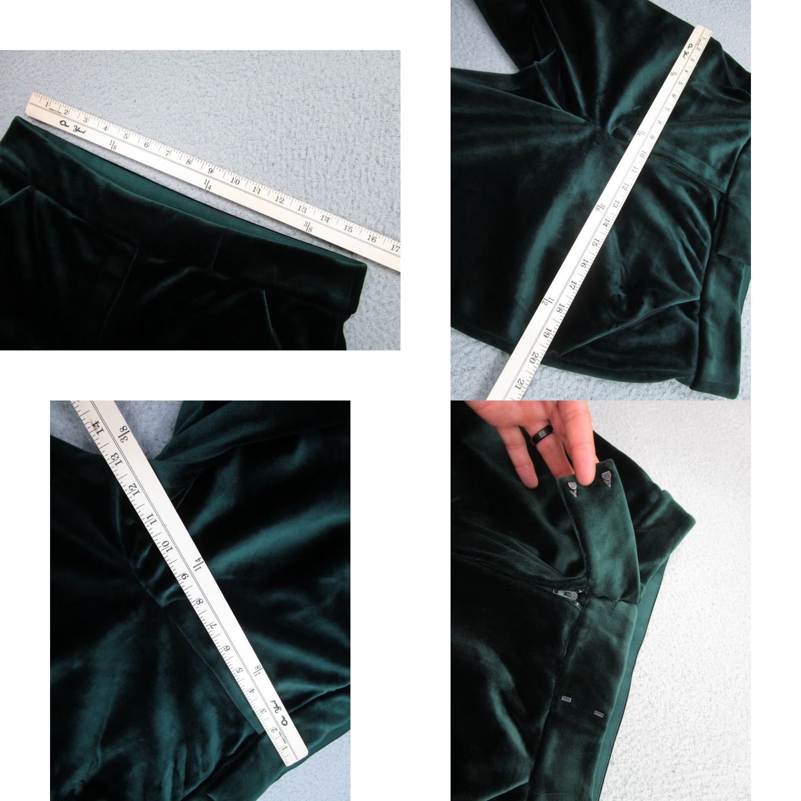 Express Womens Velvet Kick Flare Pants 12R Jewel Green Whims Goth Dark Romantic y2k Size 34" / US 12 / IT 48 - 8 Thumbnail