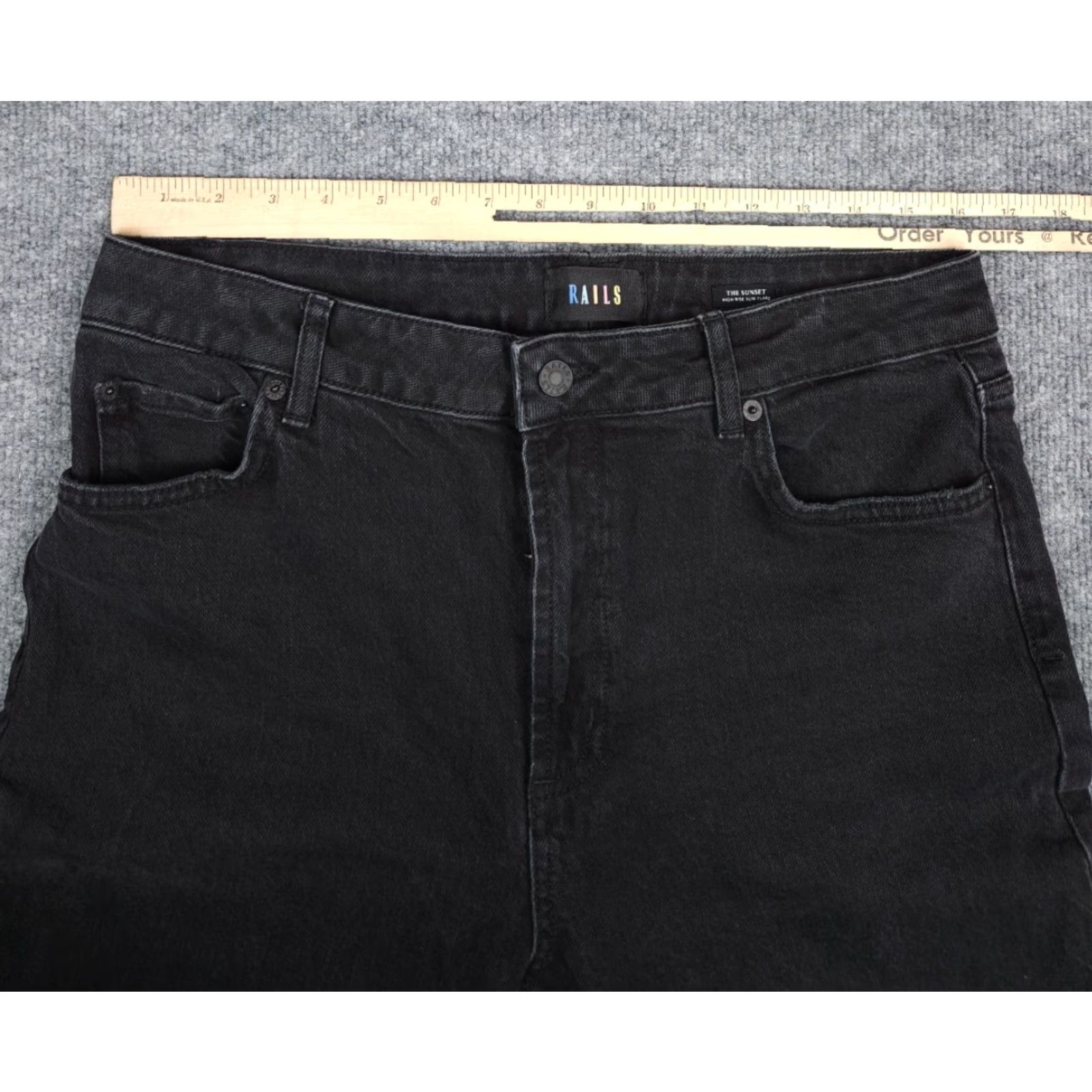 Rails **Rails Black Women's 31 High Rise Slim Flare Jeans FITS 32 x 29** User: **Rails Women's 31 Black High Rise Slim Flare Jeans FITS 32 x 29** Size 24" / US 00 / IT 34 - 7 Thumbnail