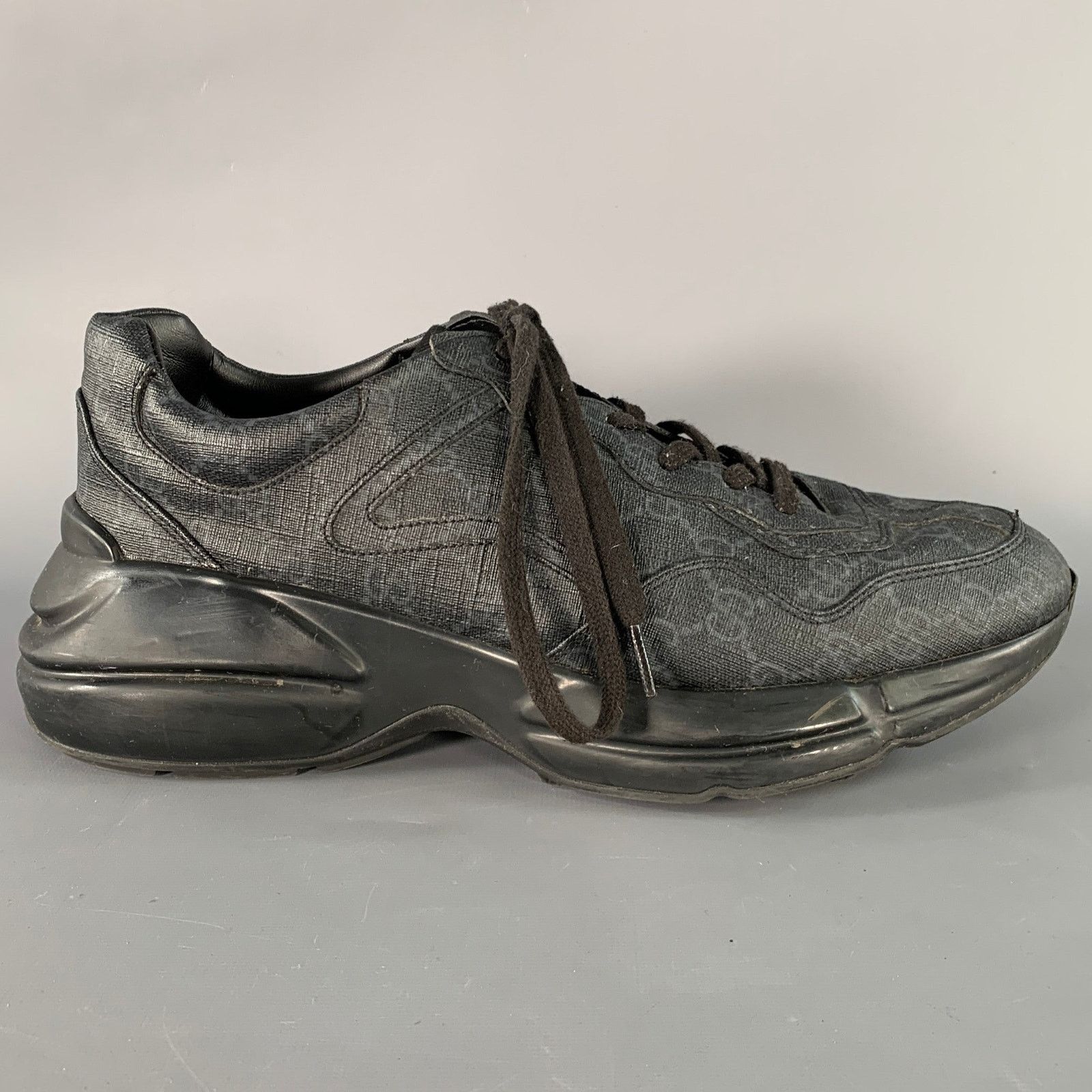 Gucci GUCCI Size 10.5 Guccissima Black Grey Monogram Sneakers Size US 10.5 / EU 43-44 - 2 Thumbnail