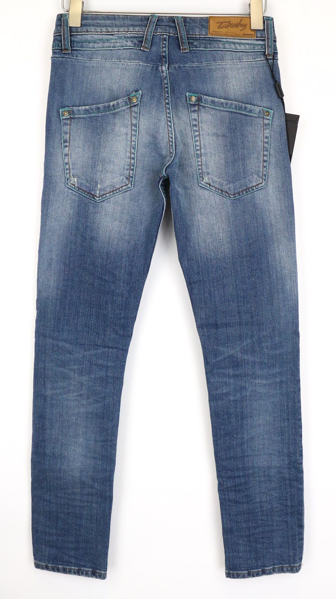 Takeshy Kurosawa TK75 W30 Blue Slim Stretch Distress Jeans 76026 Size US 30 / EU 46 - 2 Thumbnail
