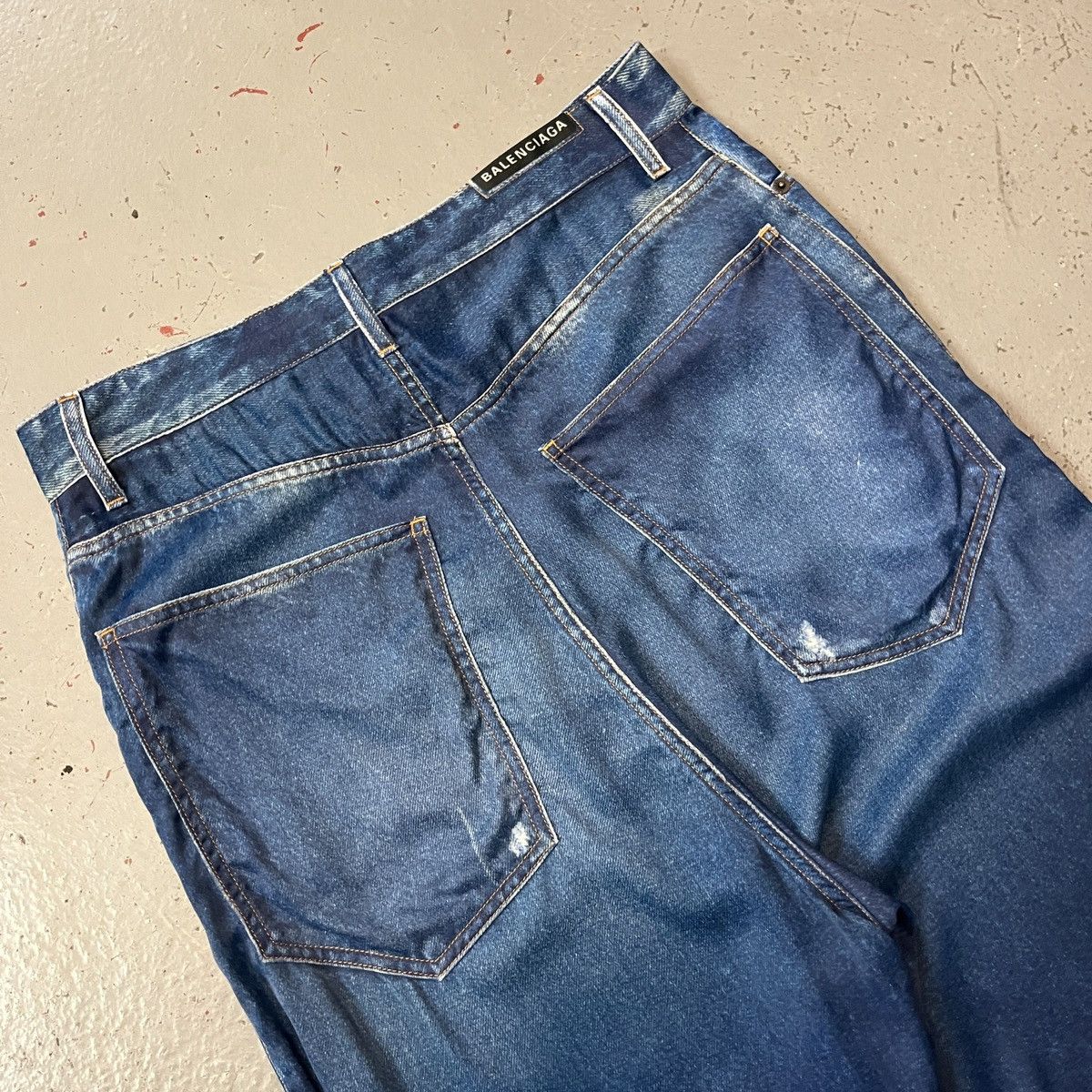 Balenciaga SAMPLE Printed Denim Jeans On Viscose "Trompe Loeil" Size US 32 / EU 48 - 4 Thumbnail