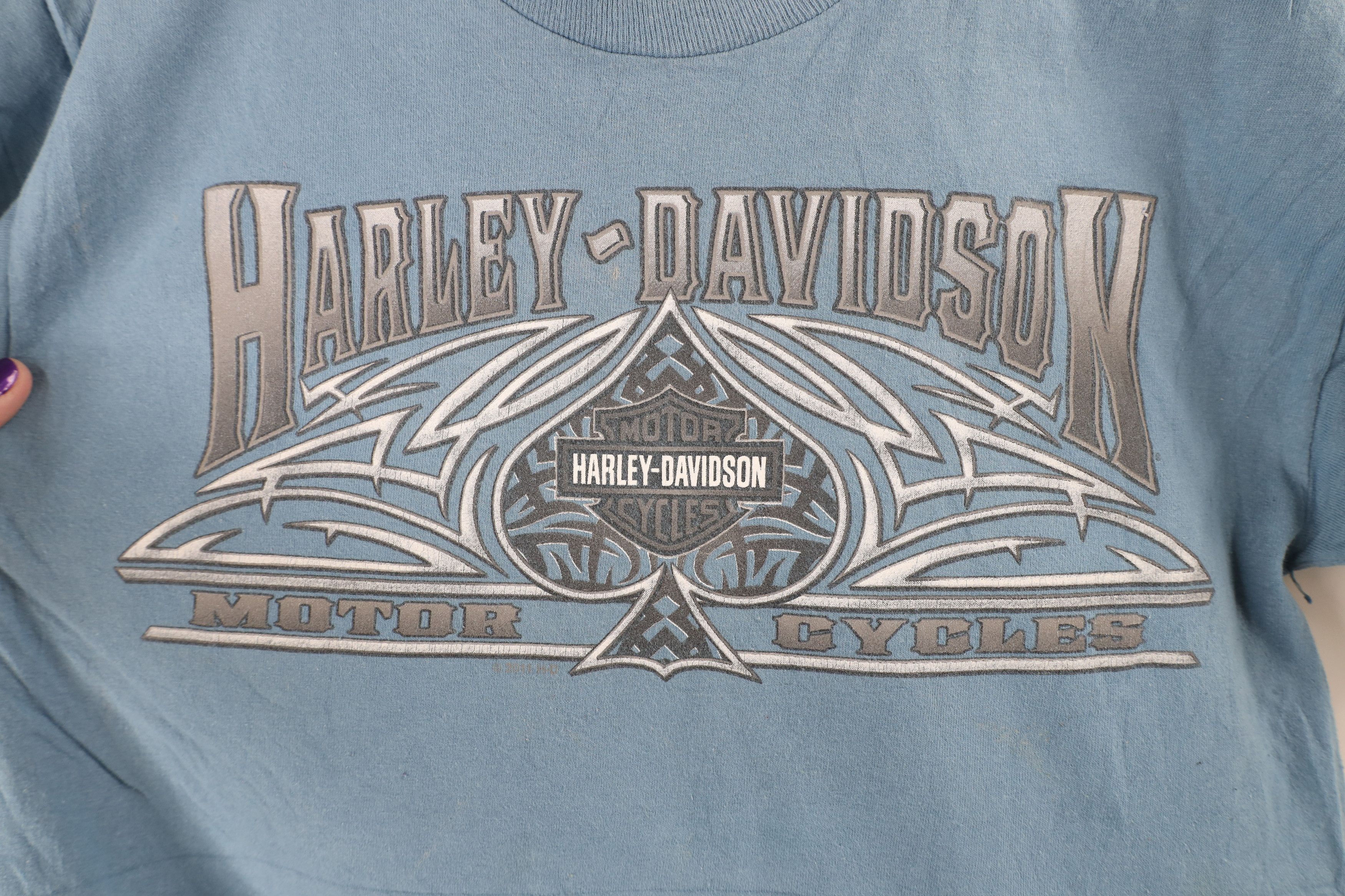 Harley Davidson × Vintage Vintage Harley Davidson Spell Out Spades Tribal T-Shirt Size US S / EU 44-46 / 1 - 4 Thumbnail