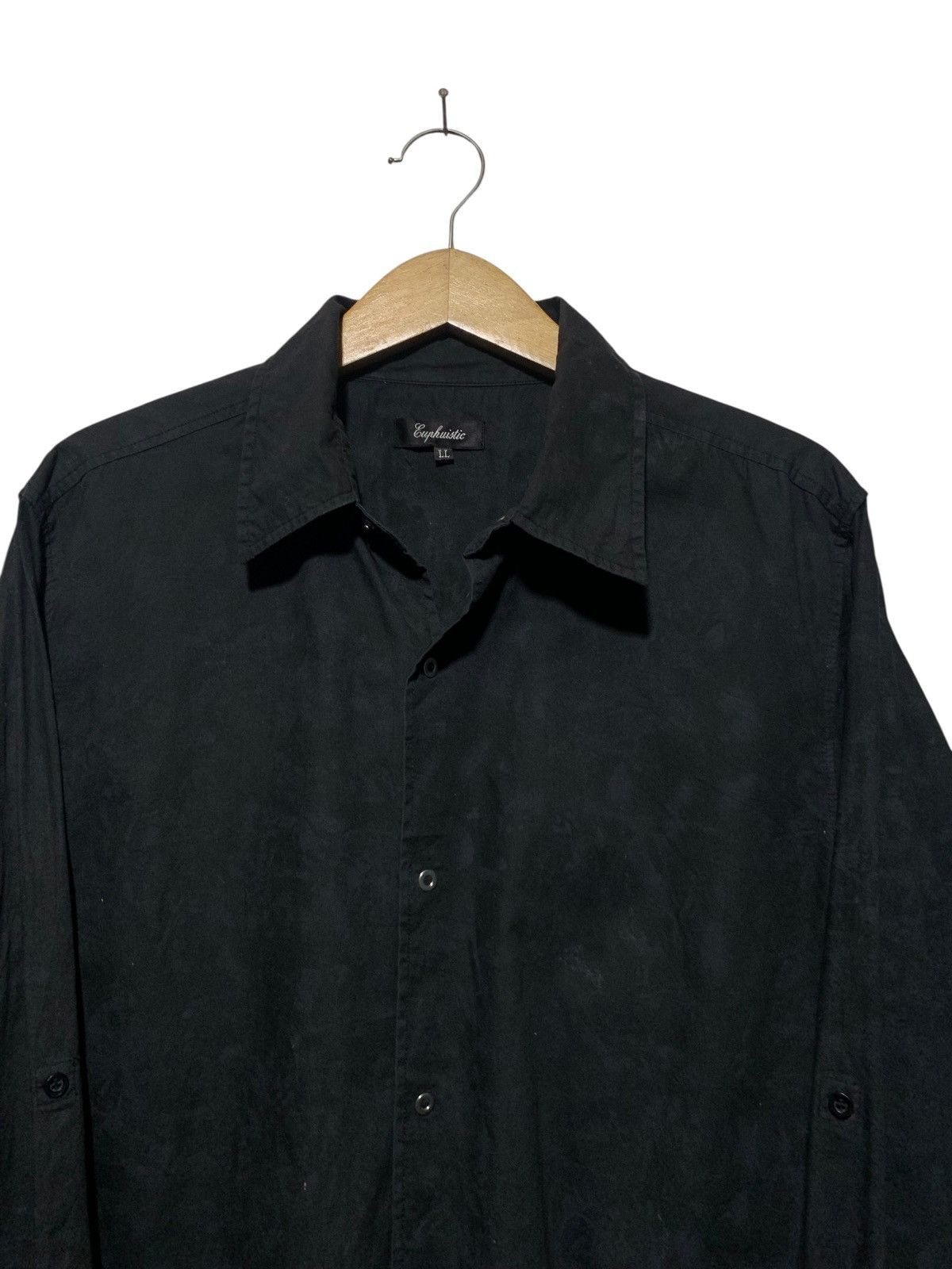 If Six Was Nine Y2k Euphuistic laces synthetic leather bleached gothic shirt Size US L / EU 52-54 / 3 - 6 Thumbnail