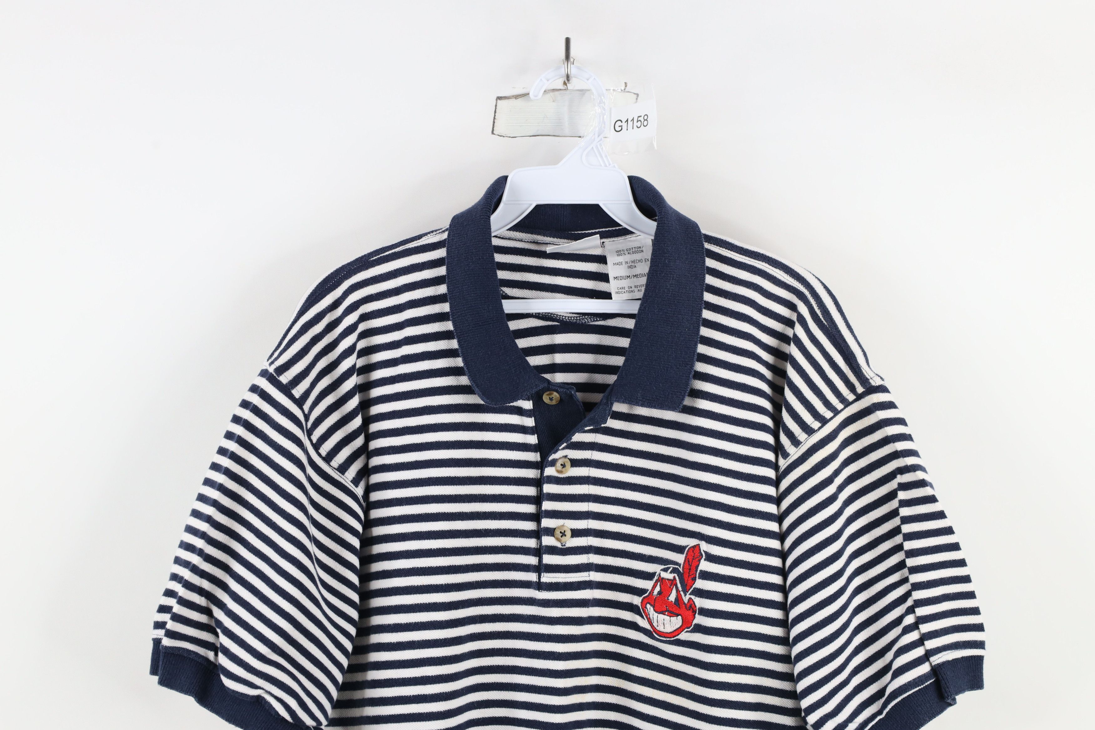 Vintage Vintage 90s Wahoo Cleveland Indians Baseball Polo Striped Size US M / EU 48-50 / 2 - 2 Thumbnail