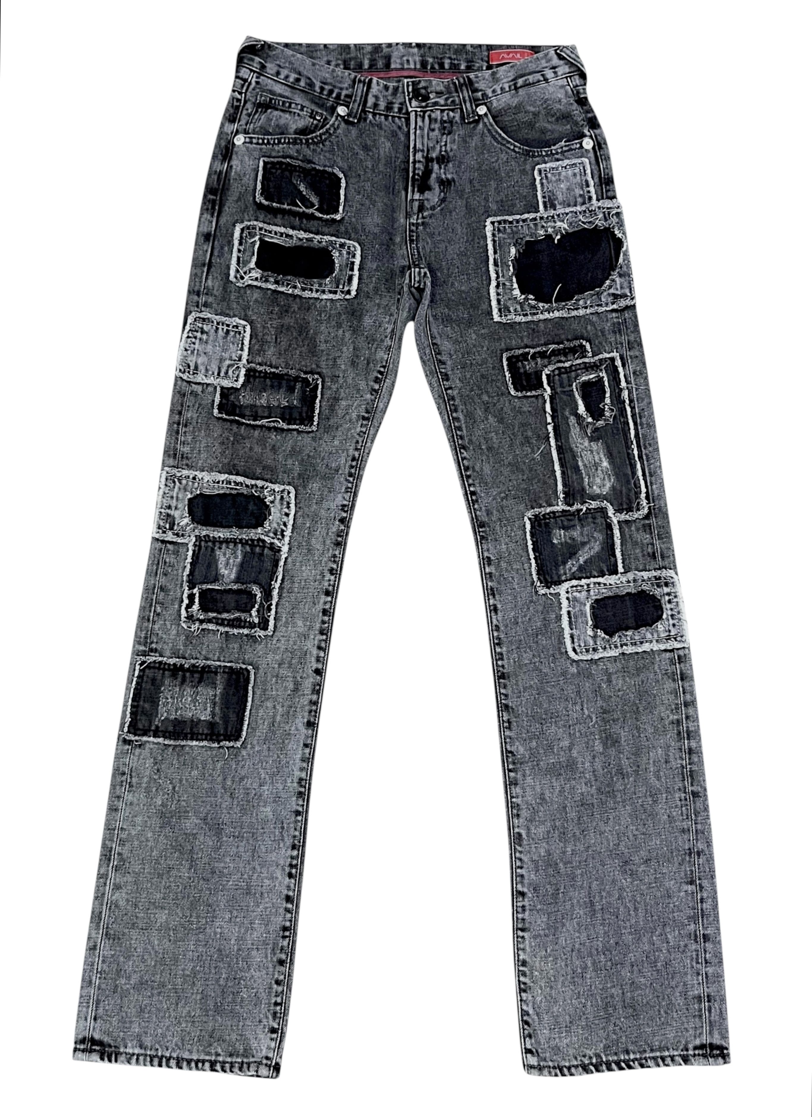 Japanese Brand Vtg AVAIL Jeans Japan Patchwork Grunge Distressed Denim Y2K Size US 29 - 2 Thumbnail