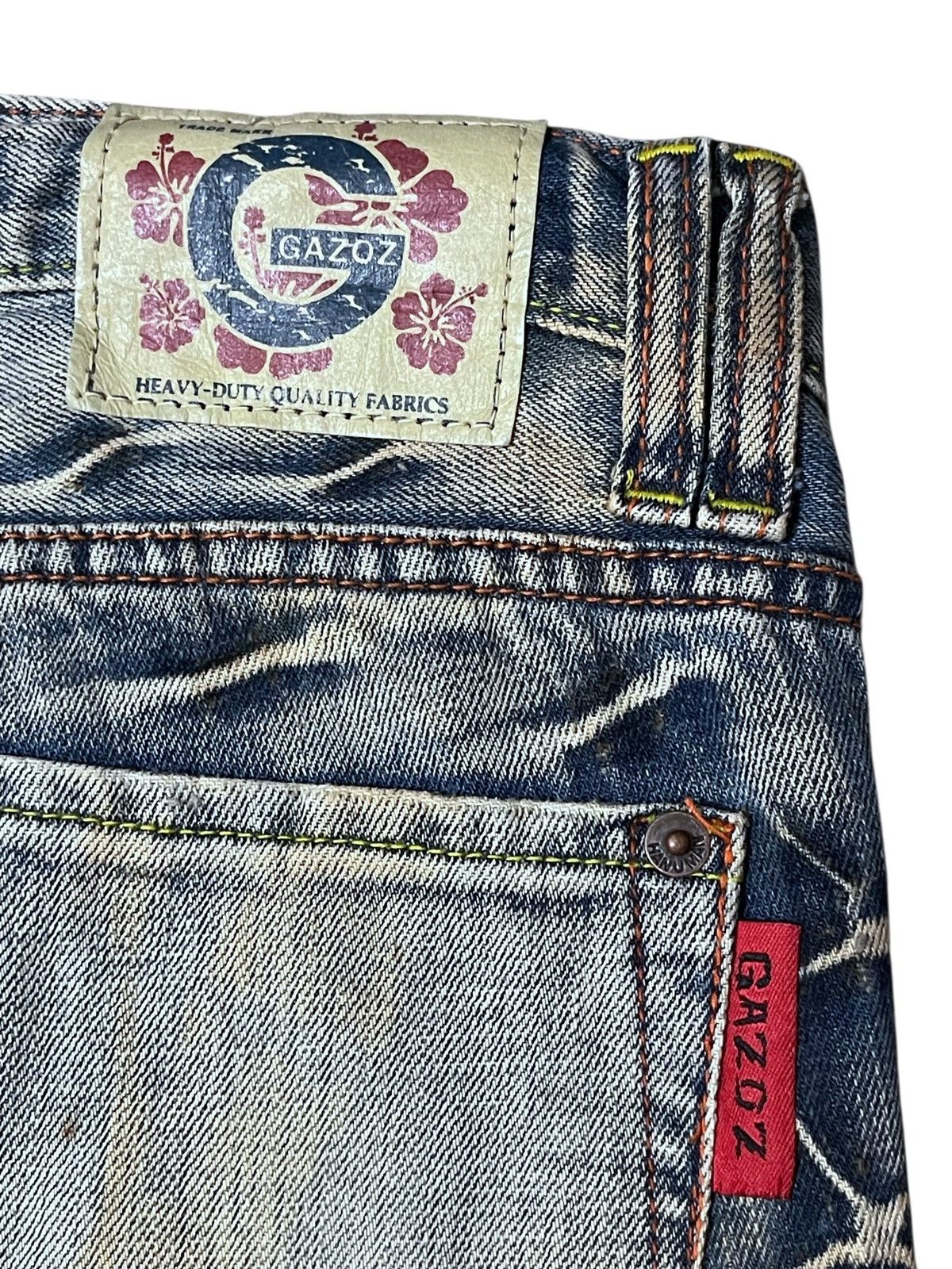 GOSTAR DE FUGA FLARED💥 GAZOZ Web Dirted Style Rebel Denim Washed Size US 31 - 15 Thumbnail