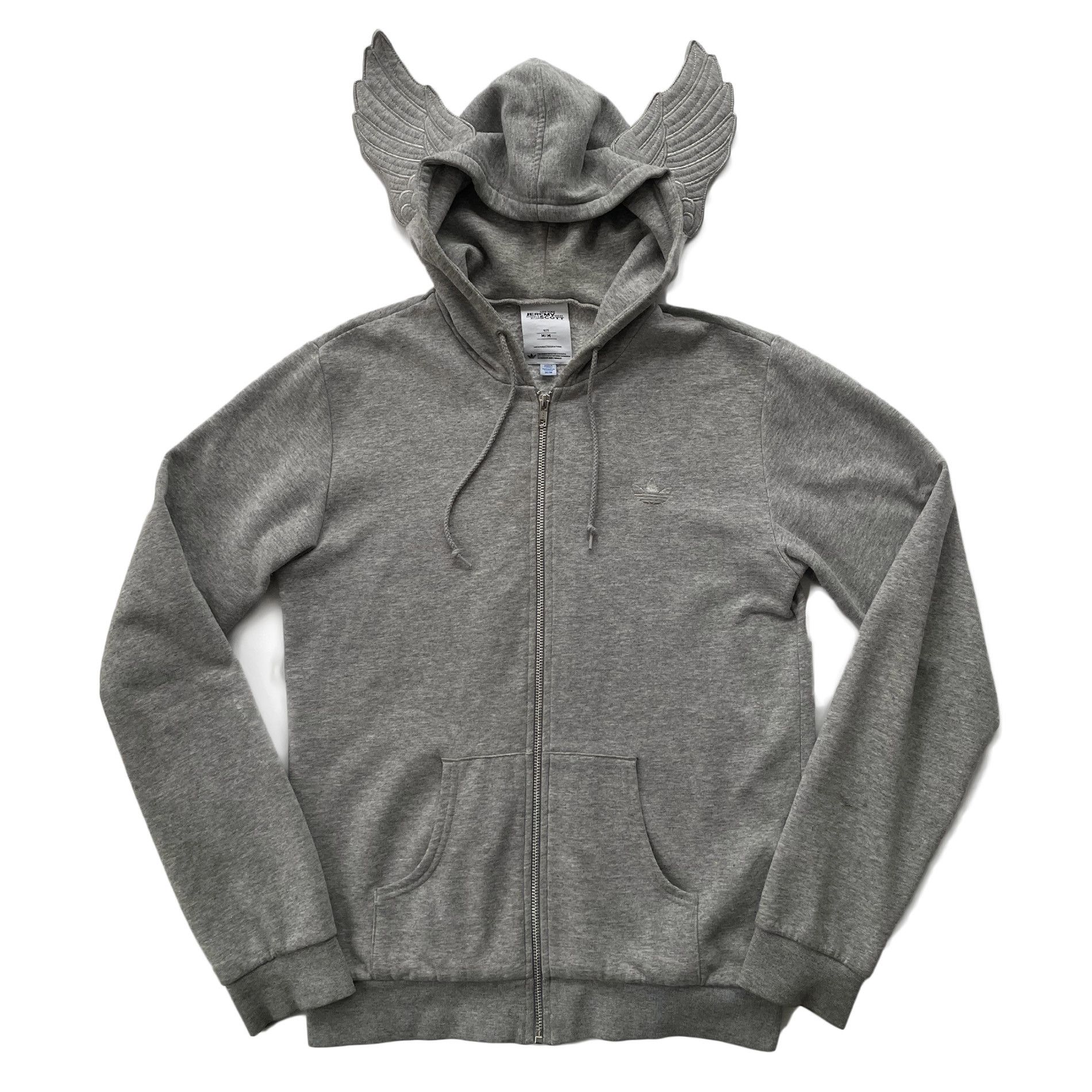 トップス rare adidas jeremy scott wing zip hoodie Jeremy Scott x Adidas 2010 Beige Wings Cropped Hoodie 40 ~ L