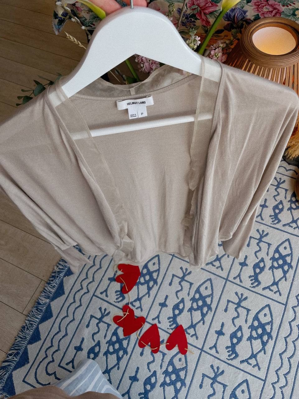 Helmut Lang Helmut Lang Cardigan Beige Sheer Silk Lace Trim Size S / US 4 / IT 40 - 8 Thumbnail