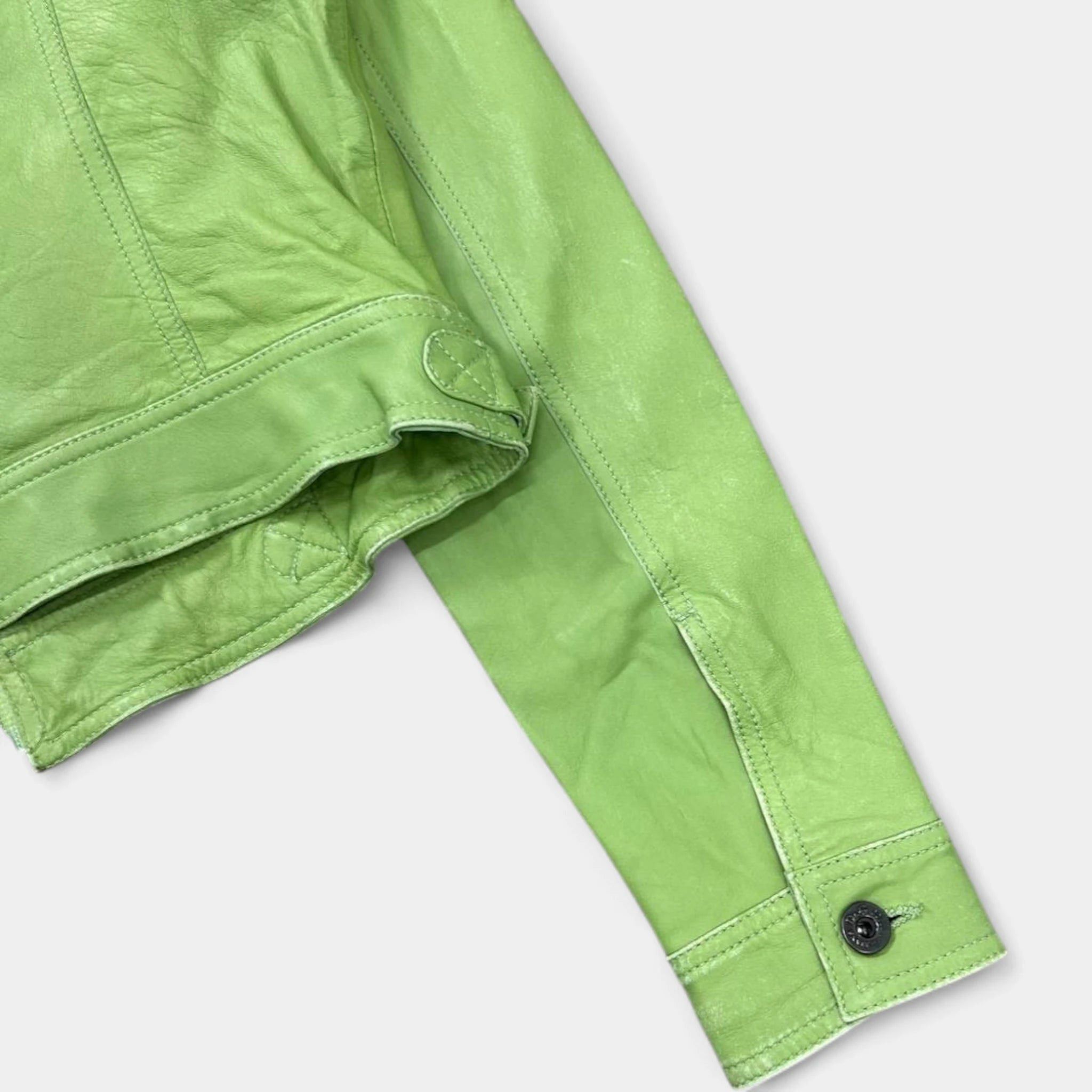 Dolce & Gabbana 2000's Dolce & Gabbana Matcha Green Leather Jacket Size S / US 4 / IT 40 - 8 Thumbnail