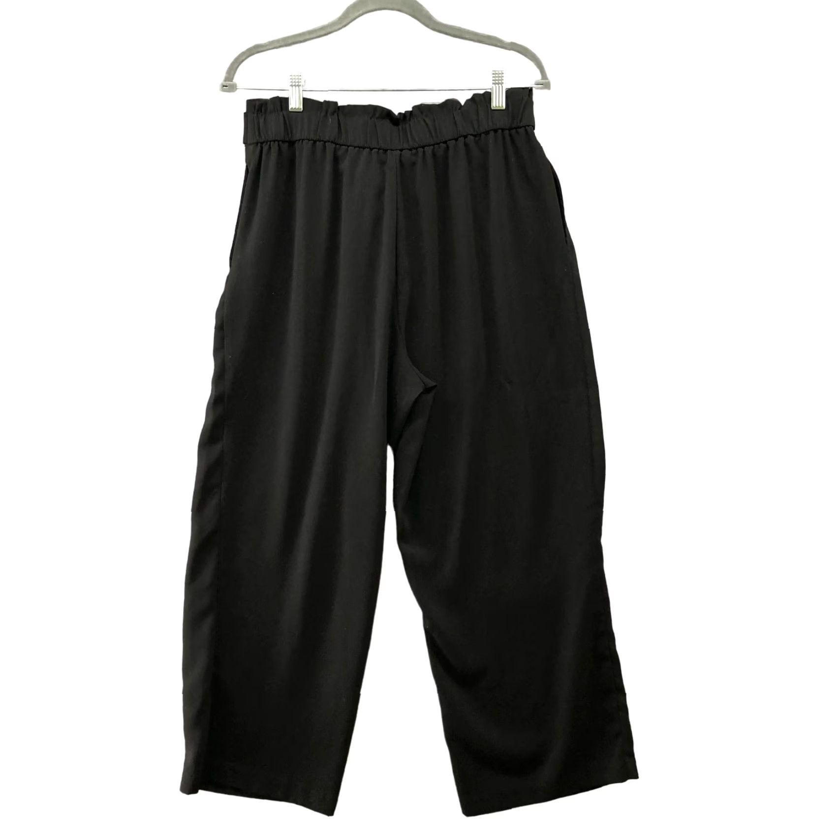 Zara Zara Wide Leg Crop Dress Pants Womens L Black Tie Waist High Rise Pants Size 36" / US 14 / IT 50 - 2 Thumbnail