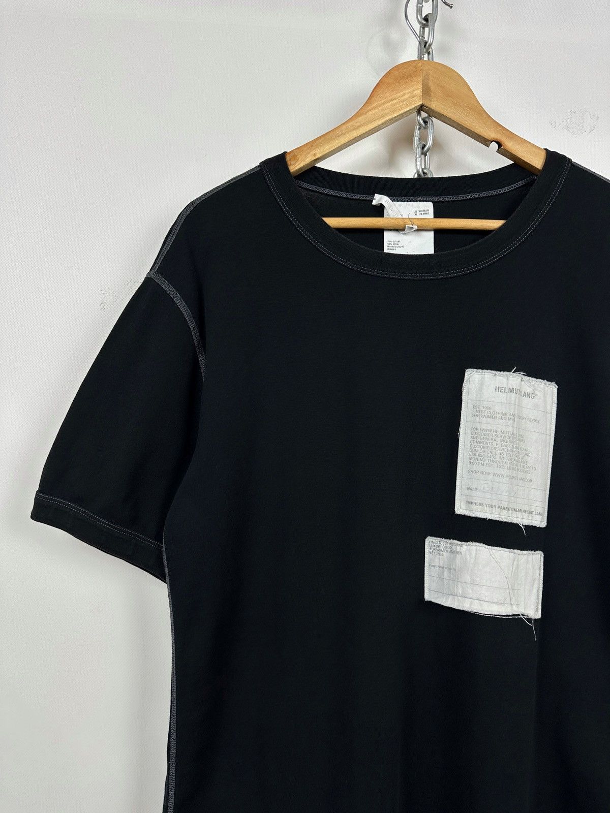 Helmut Lang Helmut Lang Logo Patch Black T-Shirt Size US L / EU 52-54 / 3 - 5 Thumbnail