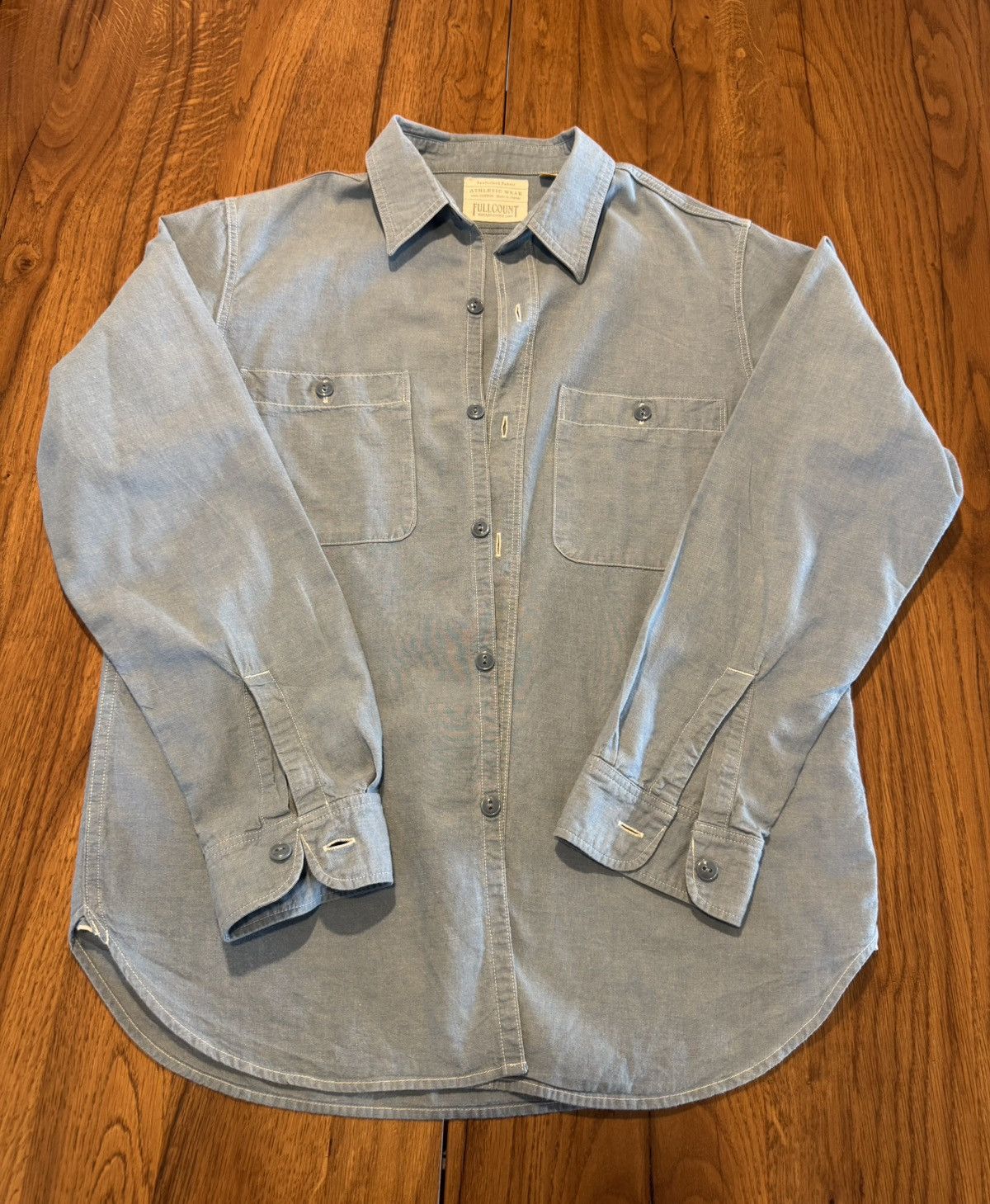 Full Count & Co. Fullcount 4810 basic chambray shirt - blue - size 40 Size US L / EU 52-54 / 3 - 1 Thumbnail