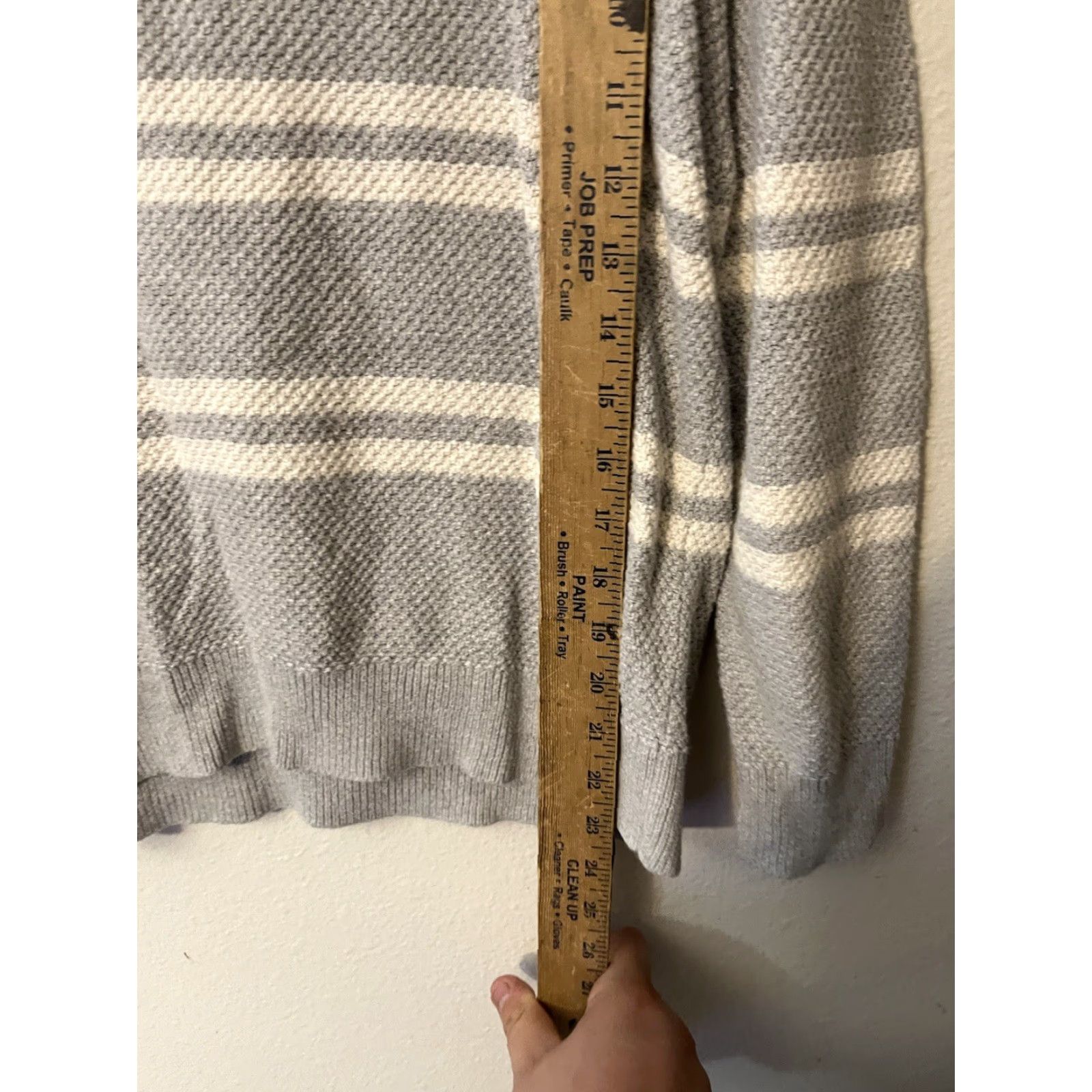 Banana Republic Banana Republic Sweater Grey and White Striped Cotton Large Womens Size L / US 10 / IT 46 - 4 Thumbnail