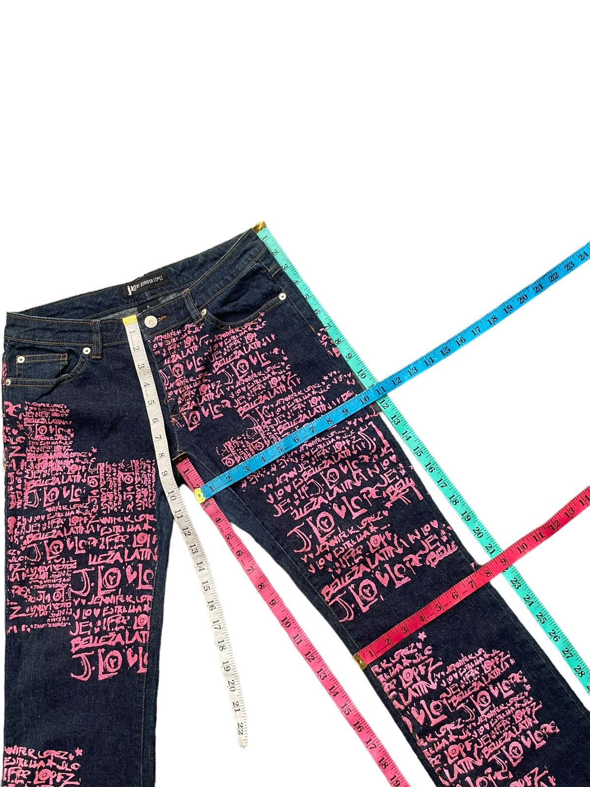 Designer JLO by Jennifer Lopez Flare Custom Paint Denim Size 29" - 14 Thumbnail