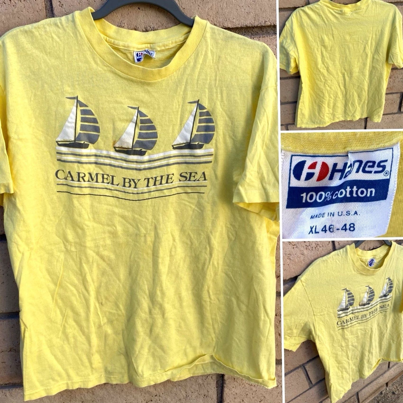 Hanes Vintage Hanes Sailboat Graphic Tee T-Shirt XL Men Yellow Nautical California Beach 90s Sailboats Maritime Shirt Size US XL / EU 56 / 4 - 2 Thumbnail