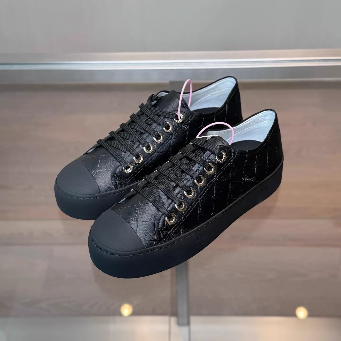 Chanel Chanel 25P Women's Black All-Over Logo Chunky Sneakers Size US 7 / IT 37 - 1 Thumbnail