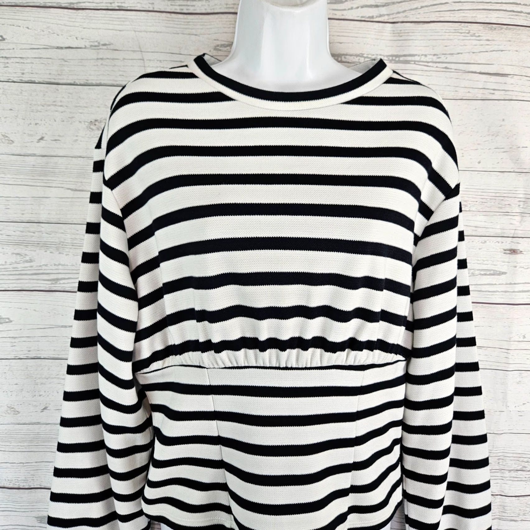 Vintage Maeve Maeve by Anthropologie Womens Top Small Black White Striped Long Sleeve Blouse Shirt Casual Womens Size S / US 4 / IT 40 - 2 Thumbnail