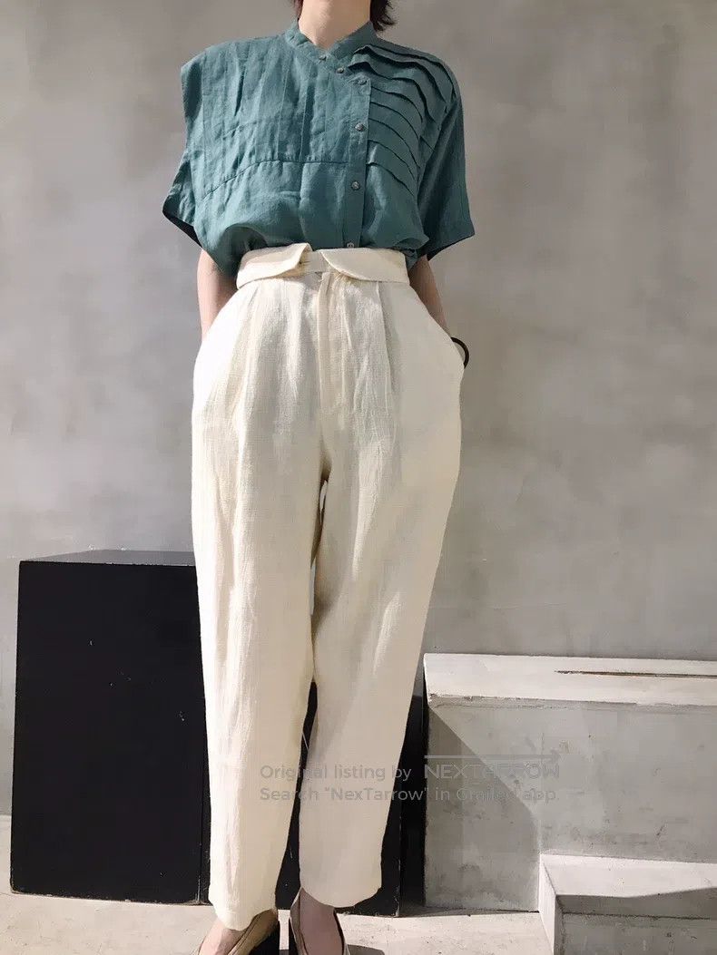 Issey Miyake Issey Miyake size:7 Calligraphy Brush Logo Tapered Plaid O Size 22" - 2 Thumbnail