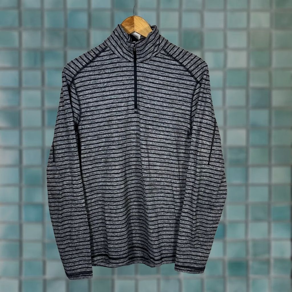 Lululemon Lululemon Mens Surge Warm Zip Pullover Grey Black Striped Size M Size US M / EU 48-50 / 2 - 1 Thumbnail
