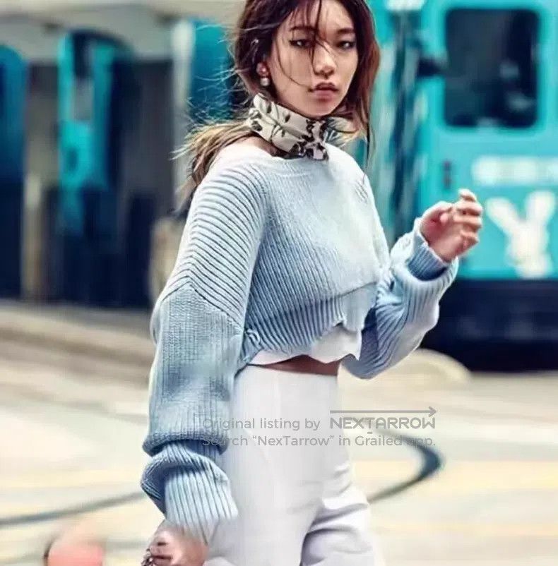Dior Dior Light blue irregular lace design wool round neck long Size XXS / US 00 / IT 34 - 8 Thumbnail