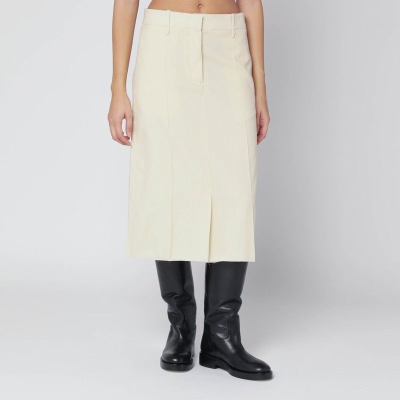 Jil Sander Jil Sander Vanilla-Coloured Wool Skirt Size 28" / US 6 / IT 42 - 1 Thumbnail