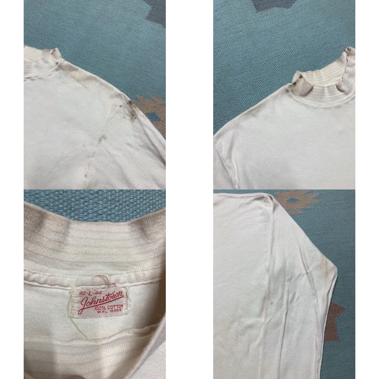 Vintage VINTAGE 1950s Long Sleeve T Shirt White Cotton Grunge Large Mens Shirt Size US L / EU 52-54 / 3 - 8 Thumbnail