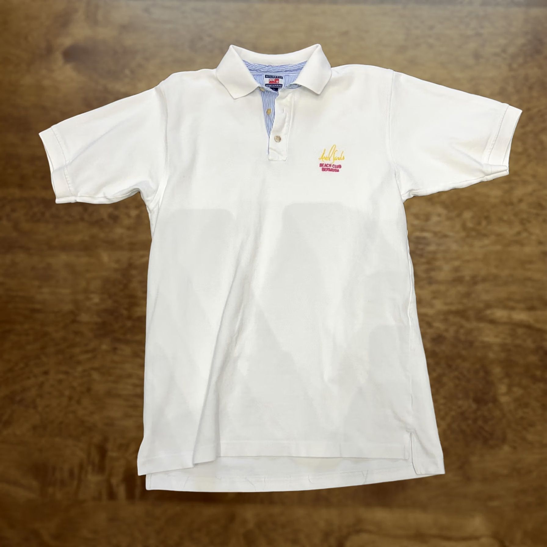 Vintage VINTAGE Atlantic Sportswear Polo Shirt Mens L White Ariel Sands Beach Club Bermuda Size US L / EU 52-54 / 3 - 1 Thumbnail