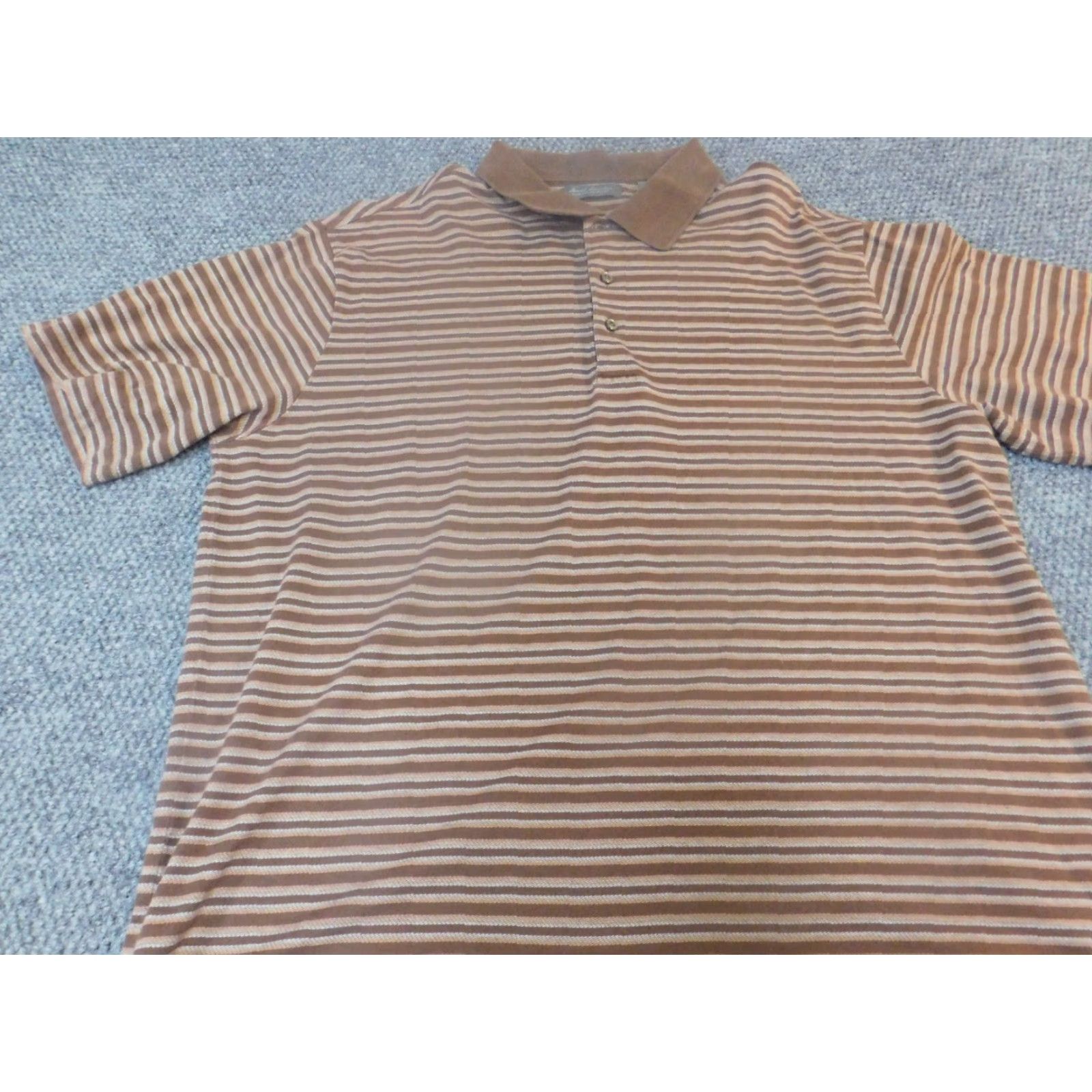 Vintage Daniel Cremieux Mens Polo Shirt XL Brown Striped Signature Collection Shirt Regular Short Sleeve Button-Down Collared Golf USA Palm Flag Theme Mens Size US XL / EU 56 / 4 - 4 Thumbnail