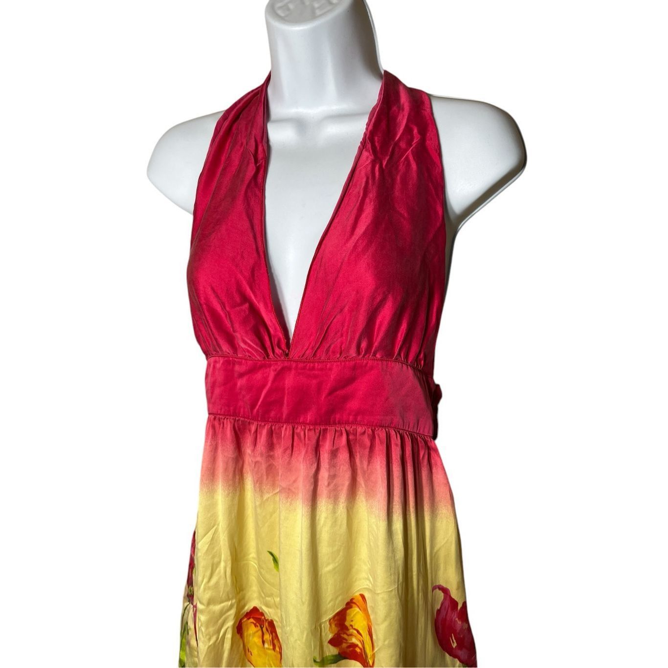 Other Vintage Wet Seal Y2K Pink Yellow Silk Halter Top Dress Size Size M / US 6-8 / IT 42-44 - 2 Thumbnail