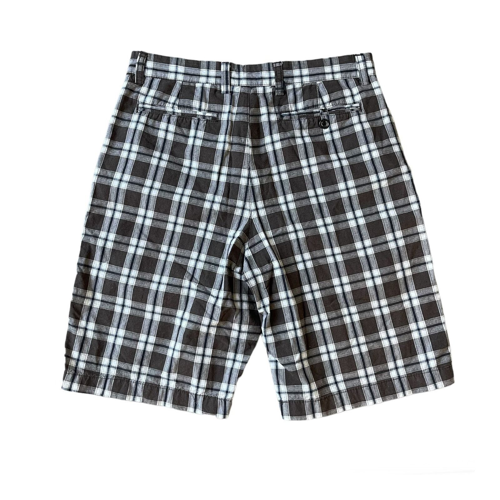 Banana Republic Men's Banana Republic Brown Plaid Flat Front Bermuda Shorts Size US 31 - 2 Thumbnail