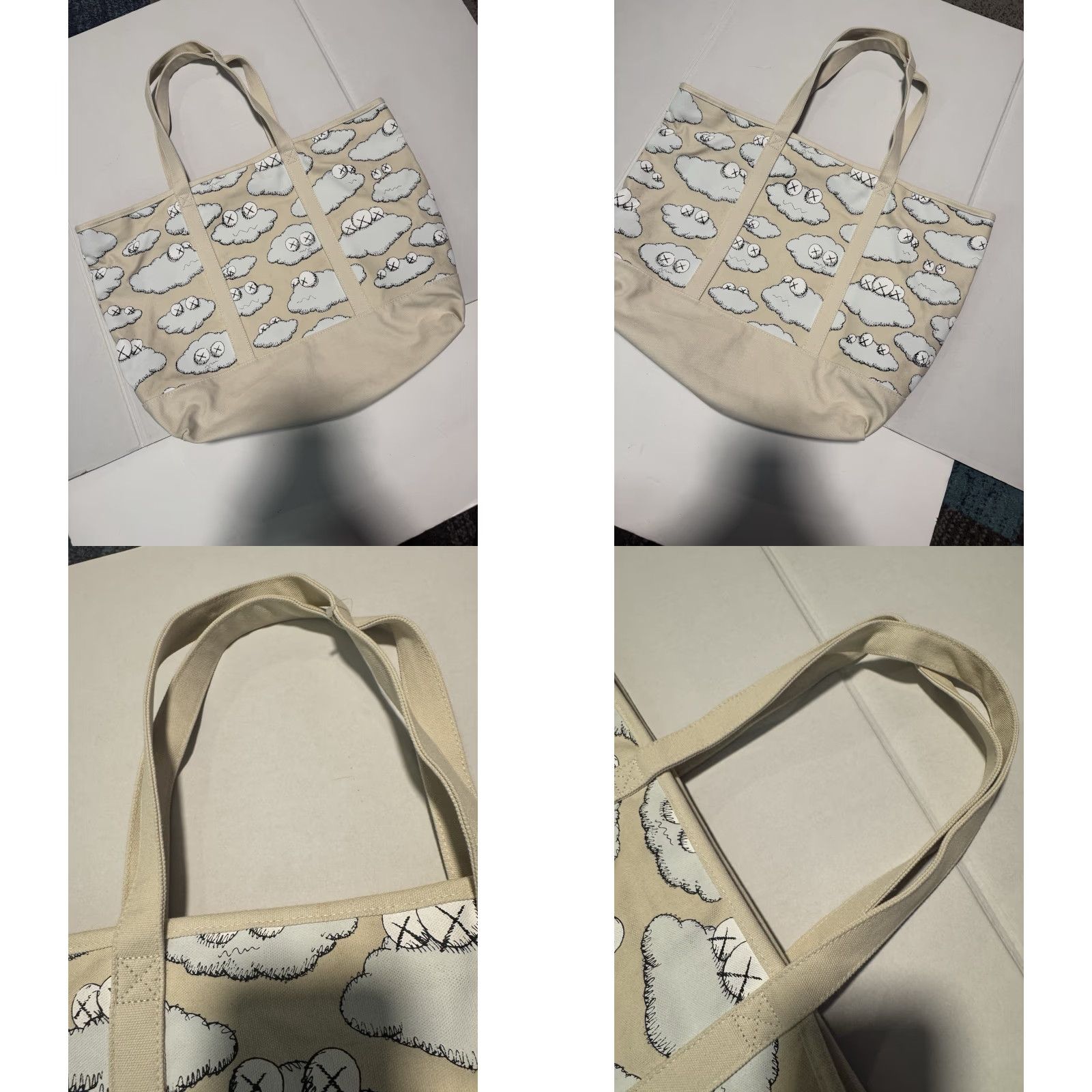 Uniqlo KAWS x UNIQLO SS16 White Clouds Beige Light Brown Canvas Tote Bag Rare Size ONE SIZE - 8 Thumbnail