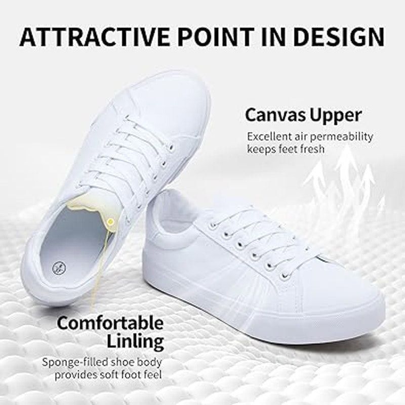Other Rominz Women's Size 8.5 White Lace-Up Canvas Sneakers Size US 8.5 / IT 38.5 - 2 Thumbnail