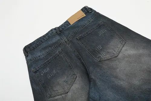 VIBE Men's street trend washed distressed ripped patch jeans Size US 34 / EU 50 - 5 Thumbnail