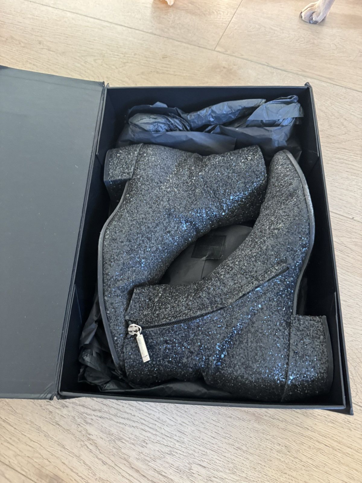 Saint Laurent Paris Black Glitter Caleb Boots 43 Size US 10 / EU 43 - 9 Thumbnail