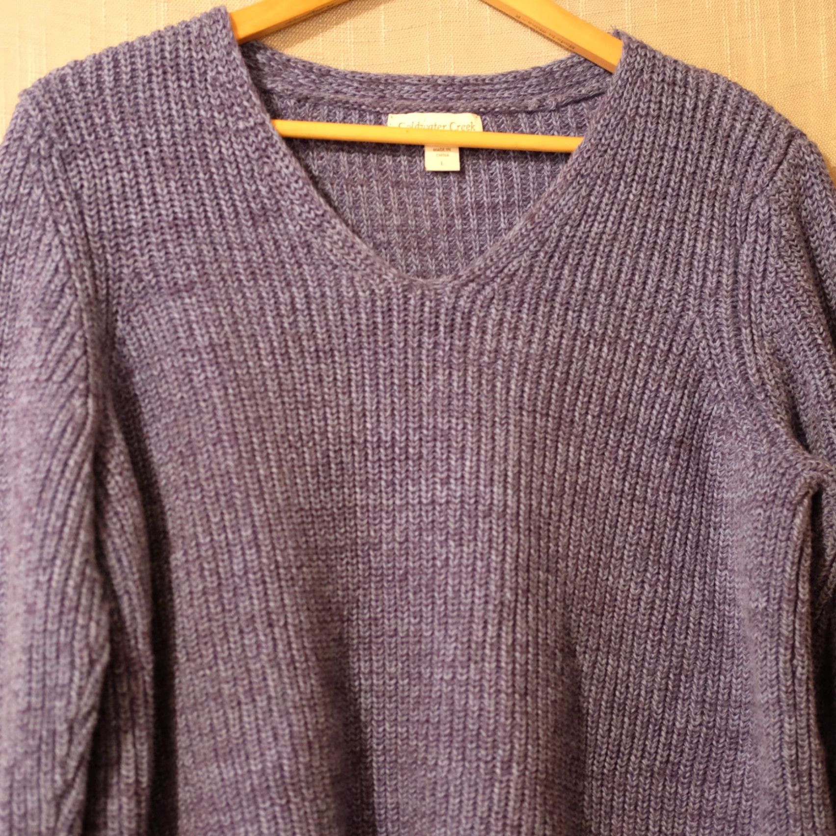 Coldwater Creek EUC Coldwater Creek Sweater V-Neck Heather Blue 100% Cotton Women's L Size L / US 10 / IT 46 - 2 Thumbnail