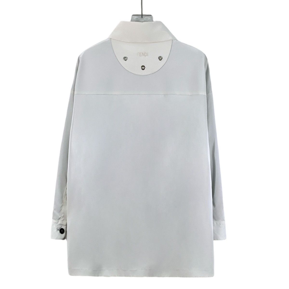 Fendi Fendi White Patent Leather Collared Long Sleeve Shirt K26WX Size S / US 4 / IT 40 - 2 Thumbnail