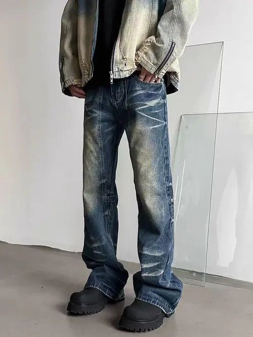 VIBE Vintage Washed Cat Whiskers Street Hip Hop Y2K Jeans Size US 32 / EU 48 - 6 Thumbnail